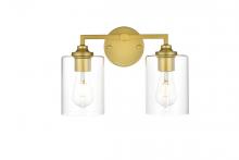  LD7315W14BRA - Mayson 2 Light Brass and Clear Bath Sconce