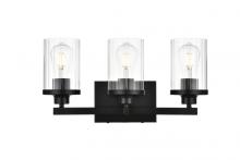  LD7316W18BLK - Saanvi 3 Light Black and Clear Bath Sconce