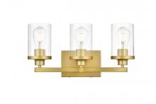  LD7316W18BRA - Saanvi 3 Light Brass and Clear Bath Sconce