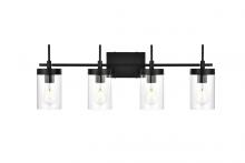 Elegant LD7319W32BLK - Benny 4 Light Black and Clear Bath Sconce