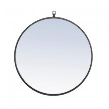  MR4051BK - Metal Frame Round Mirror with Decorative Hook 24 Inch Black Finish