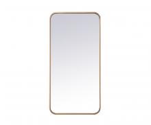  MR801836BR - Soft Corner Metal Rectangular Mirror 18x36 Inch in Brass