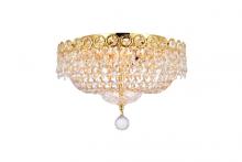  V1900F14G/RC - Century 4 Light Gold Flush Mount Clear Royal Cut Crystal