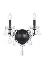  V2015W2DB/RC - St. Francis 2 Light Dark Bronze Wall Sconce Clear Royal Cut Crystal