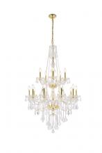  V7815G33G/RC - Verona 15 Light Gold Chandelier Clear Royal Cut Crystal