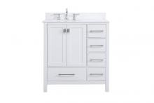  VF18832WH-BS - 32 Inch Single Bathroom Vanity in White with Backsplash