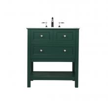 Elegant VF27030GN - 30 Inch Single Bathroom Vanity in Green