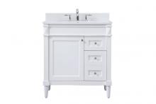  VF31832WH-BS - 32 Inch Single Bathroom Vanity in White with Backsplash