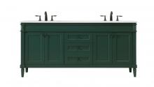  VF31872DGN - 72 Inch Double Bathroom Vanity in Green