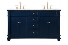  VF50060DBL - 60 Inch Double Bathroom Vanity Set in Blue