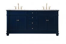  VF50072DBL - 72 Inch Double Bathroom Vanity Set in Blue