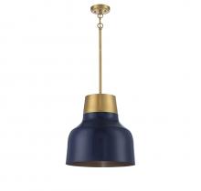  M70115NBLNB - 1-Light Pendant in Navy Blue with Natural Brass