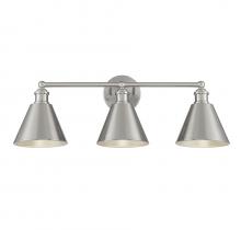  M80064BN - 3-Light Bathroom Vanity Light in Brushed Nickel