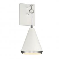  M90066WHPN - 1-Light Wall Sconce in White with Polished Nickel