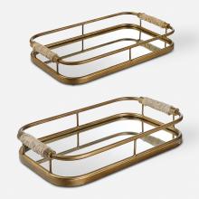  18014 - Uttermost Rosea Brushed Gold Trays, S/2
