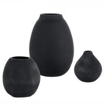  18068 - Uttermost Hearth Matte Black Vases, Set/3