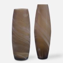  18069 - Uttermost Delicate Swirl Caramel Glass Vases, Set/2