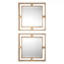  09234 - Allick Gold Square Mirrors S/2