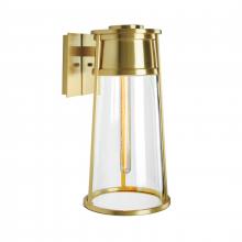  1246-SB-CL - Cone 12.75'' High 1-Light Outdoor Sconce - Satin Brass