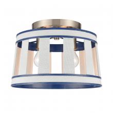  63115/2 - White Burlap 14'' Wide 2-Light Semi Flush Mount - Ocean Blue