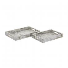  H0807-9765/S2 - Eaton Etched Tray - Set of 2 White